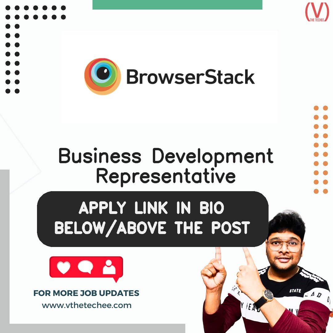 BrowserStack hiring poster vthetecheejobs