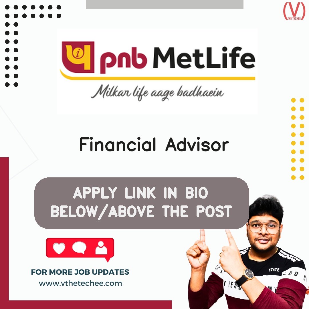 PNB MetLife hiring poster vthetecheejobs