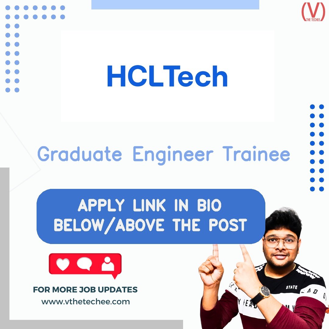 HCLTech hiring poster vthetecheejobs