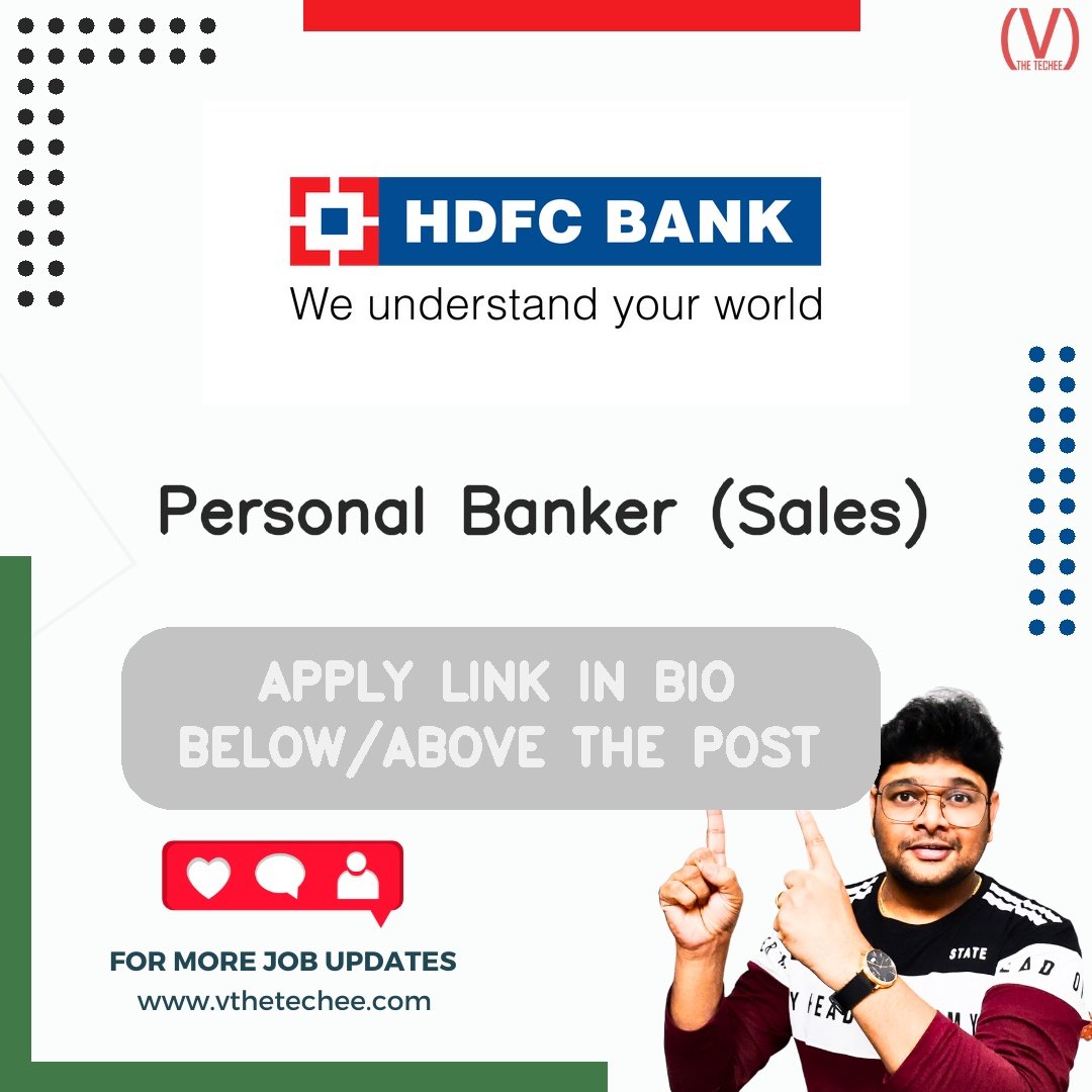 HDFC Bank hiring poster vthetecheejobs