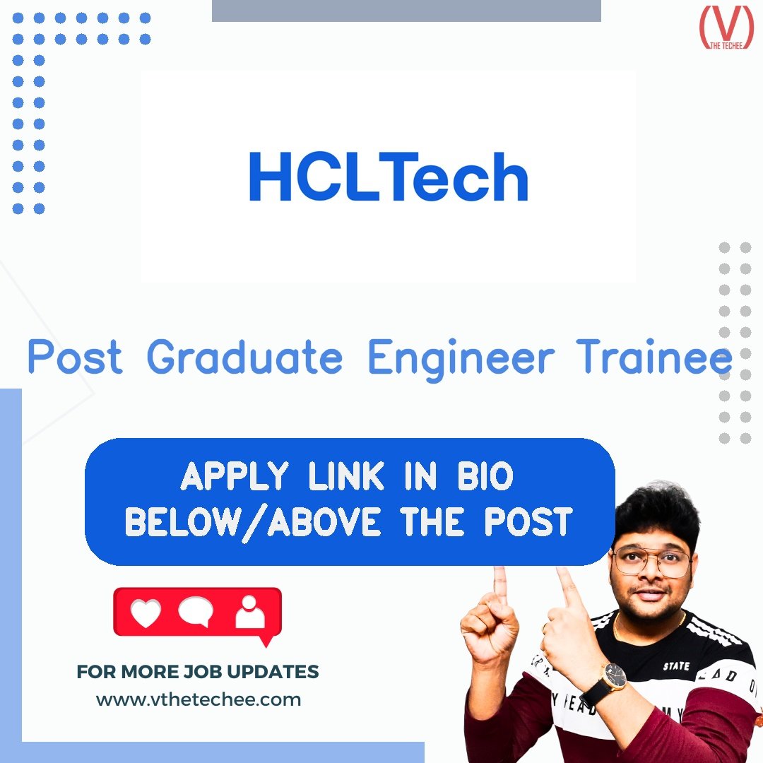 HCLTech hiring poster vthetecheejobs