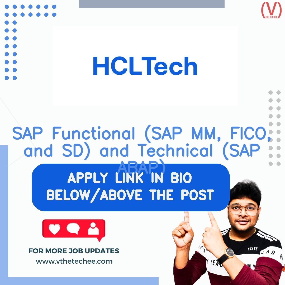 HCLTech hiring poster vthetecheejobs