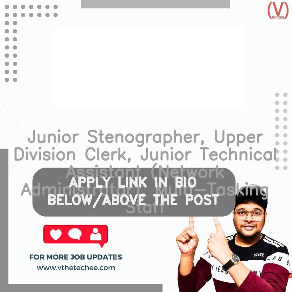 Junior Stenographer, Upper Division Clerk, Junior Technical Assistant (Network Administrator), Multi-Tasking Staff at National Institute of Agricultural Extension Management (MANAGE)
