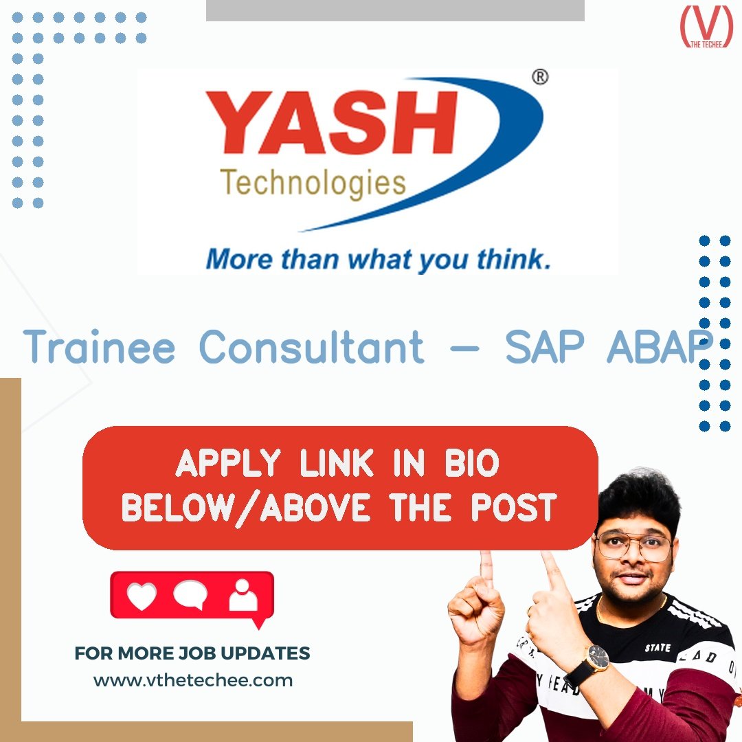 YASH Technologies hiring poster vthetecheejobs