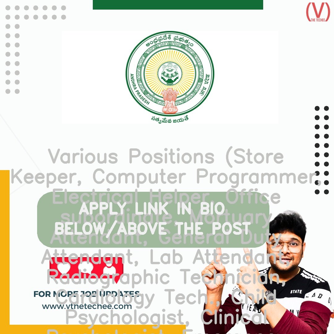 Government of Andhra Pradesh, Medical Education Department hiring poster vthetecheejobs