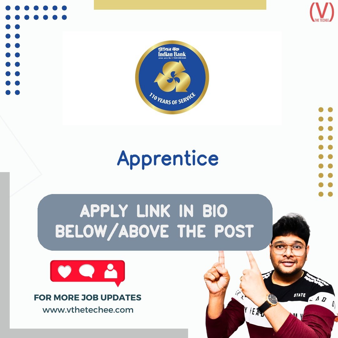 Indian Bank hiring poster vthetecheejobs