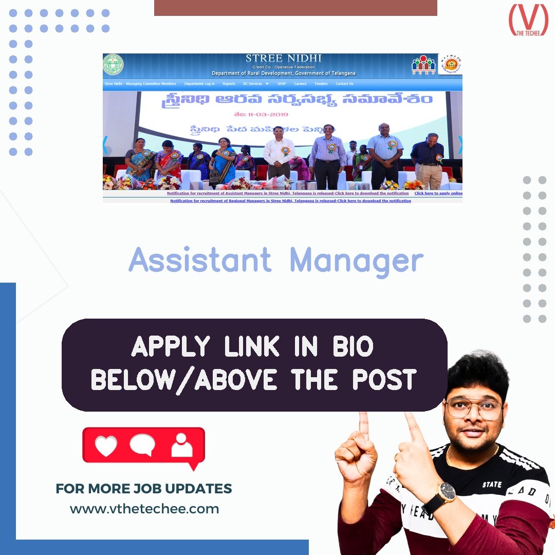 STREE NIDHI CREDIT COOPERATIVE FEDERATION LTD. hiring poster vthetecheejobs