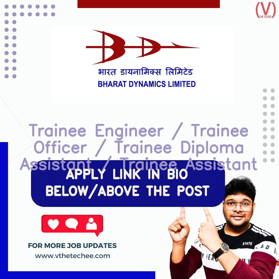 Bharat Dynamics Limited (BDL) hiring poster vthetecheejobs