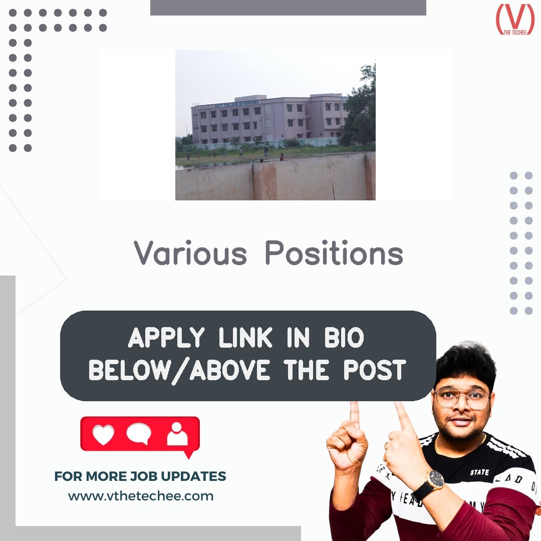 Government of Andhra Pradesh, Kurnool Medical College, Kurnool hiring poster vthetecheejobs