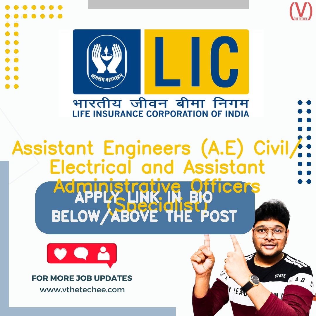 Life Insurance Corporation of India (LIC) hiring poster vthetecheejobs
