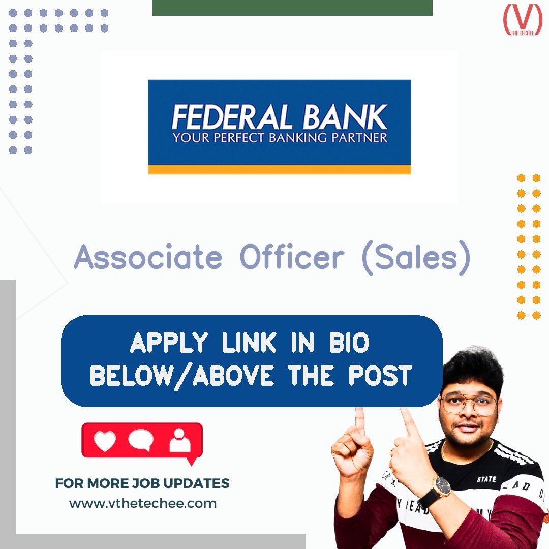 Federal Bank hiring poster vthetecheejobs