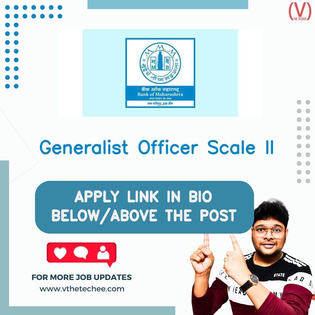 Bank of Maharashtra hiring poster vthetecheejobs