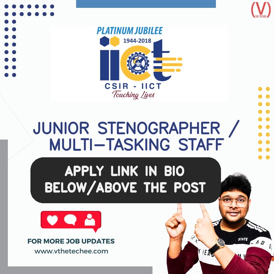 CSIR-Indian Institute of Chemical Technology (CSIR-IICT) hiring poster vthetecheejobs