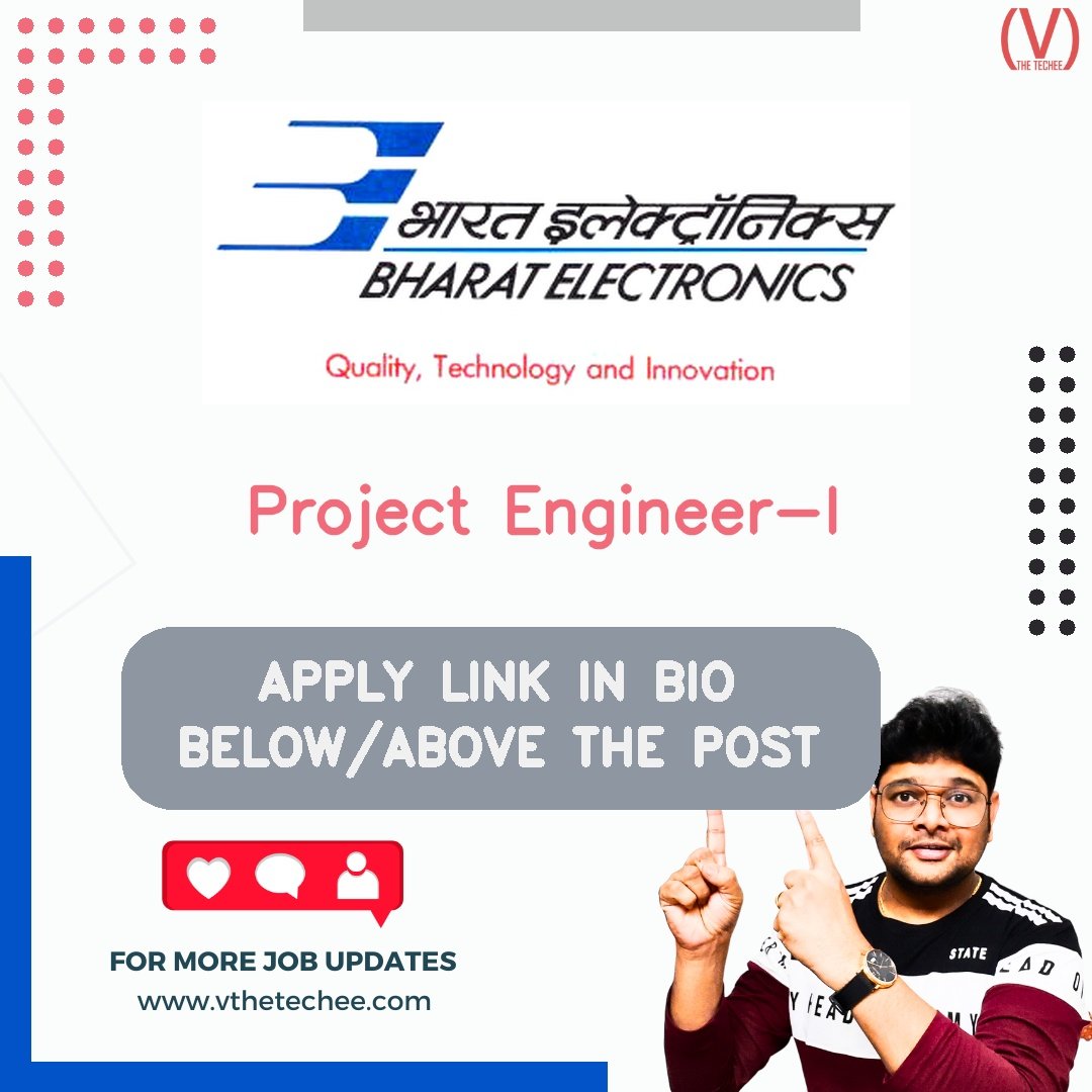 Bharat Electronics Limited (BEL) hiring poster vthetecheejobs