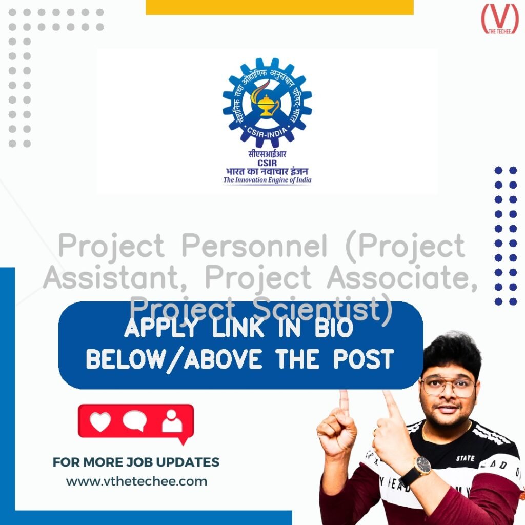 CSIR-NATIONAL GEOPHYSICAL RESEARCH INSTITUTE (CSIR-NGRI) is hiring for Project Personnel (Project Assistant, Project Associate, Project Scientist) | Apply Now! 10 Project Personnel (Project Assistant, Project Associate, Project Scientist) at CSIR-NATIONAL GEOPHYSICAL RESEARCH INSTITUTE (CSIR-NGRI)