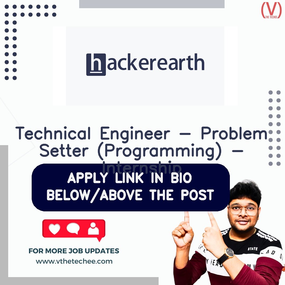 HackerEarth hiring poster vthetecheejobs