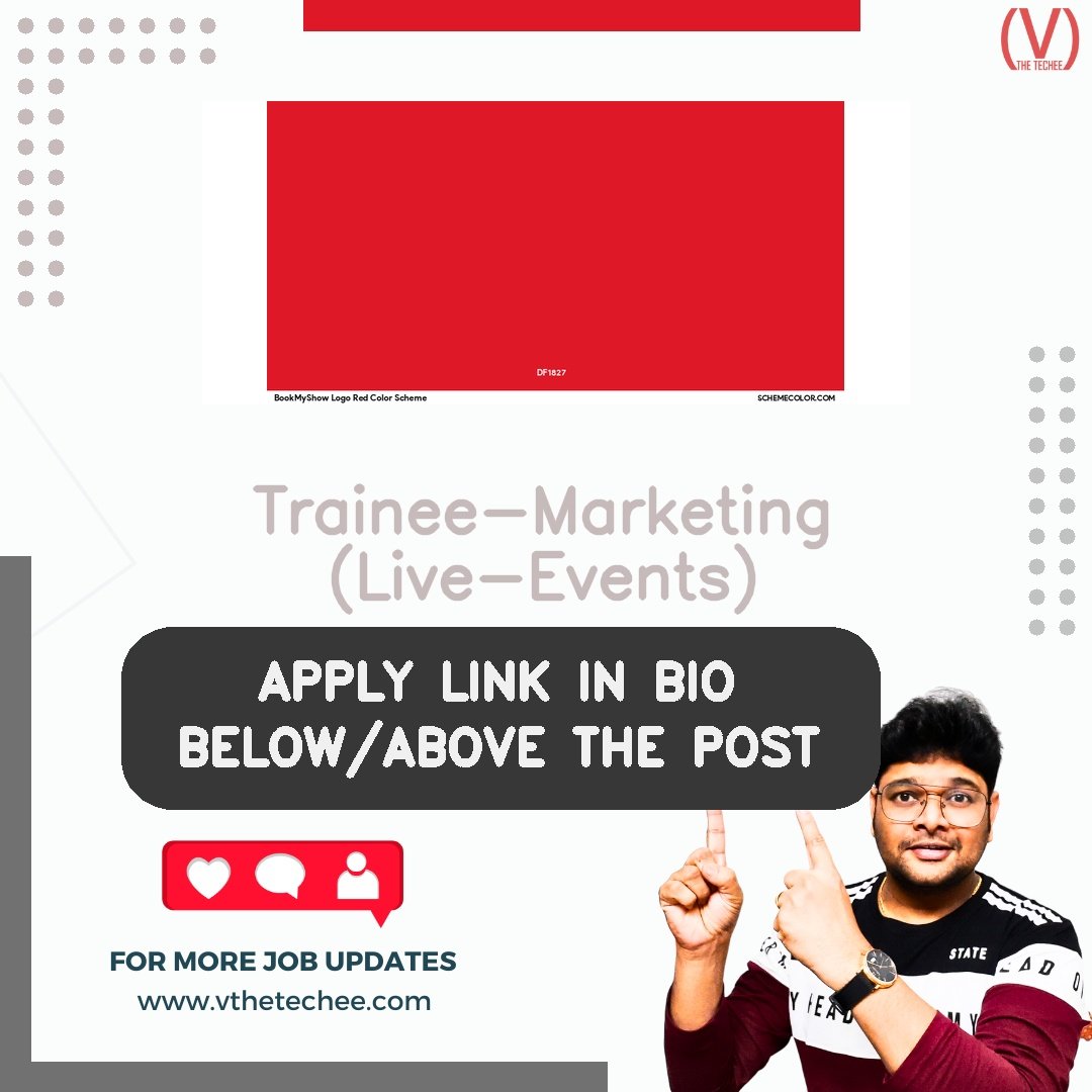 BookMyShow hiring poster vthetecheejobs