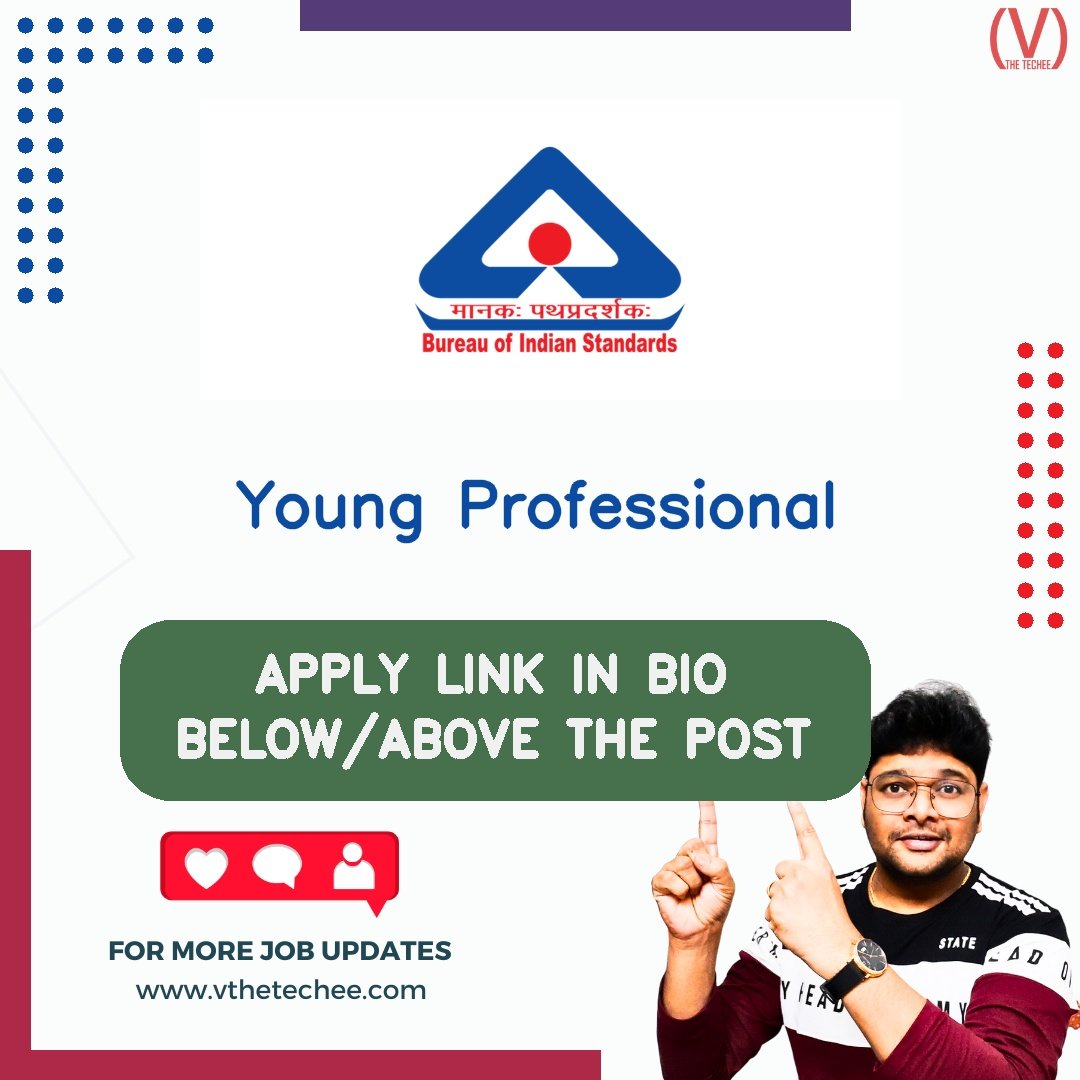 Bureau of Indian Standards (BIS) hiring poster vthetecheejobs