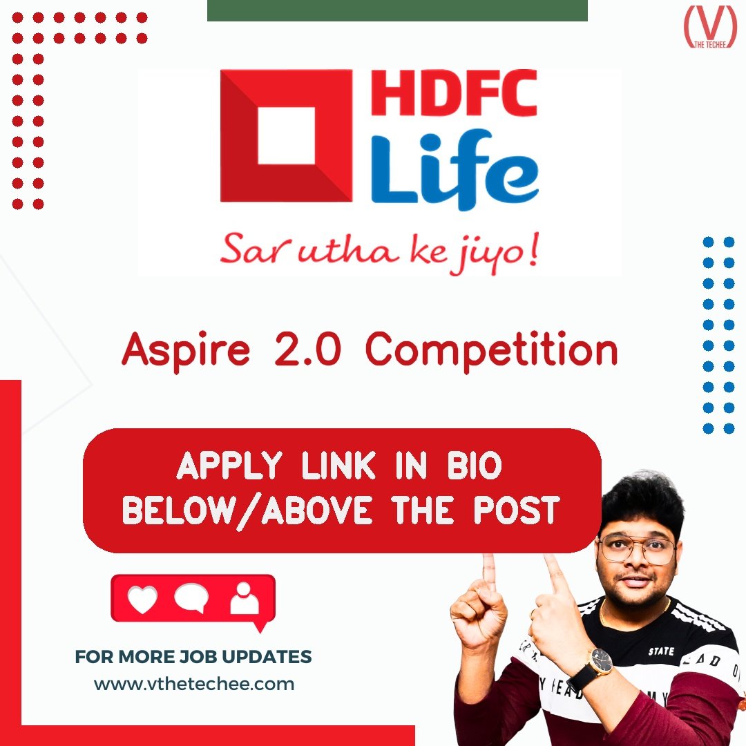 HDFC Life hiring poster vthetecheejobs
