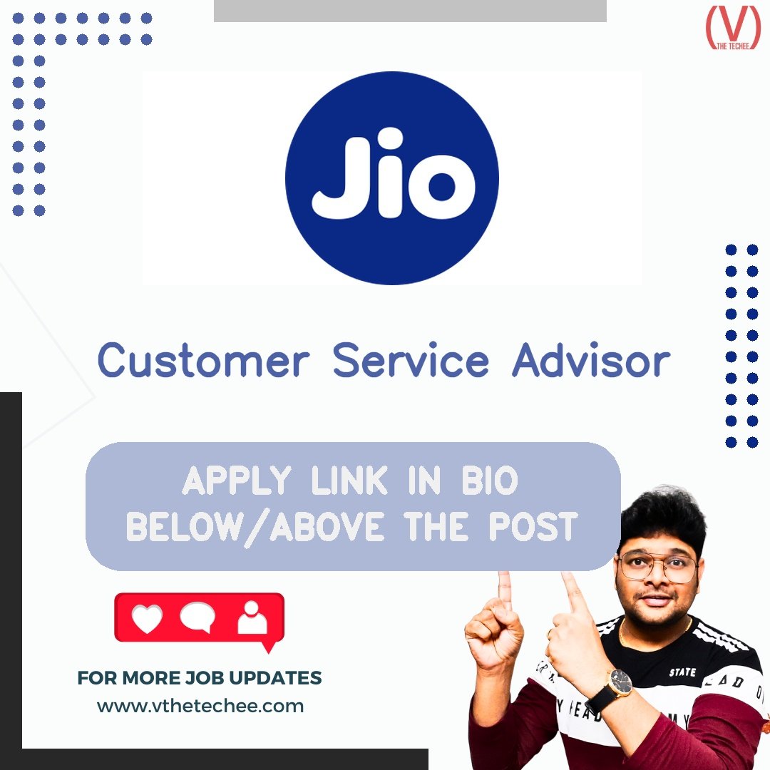 Reliance Jio hiring poster vthetecheejobs