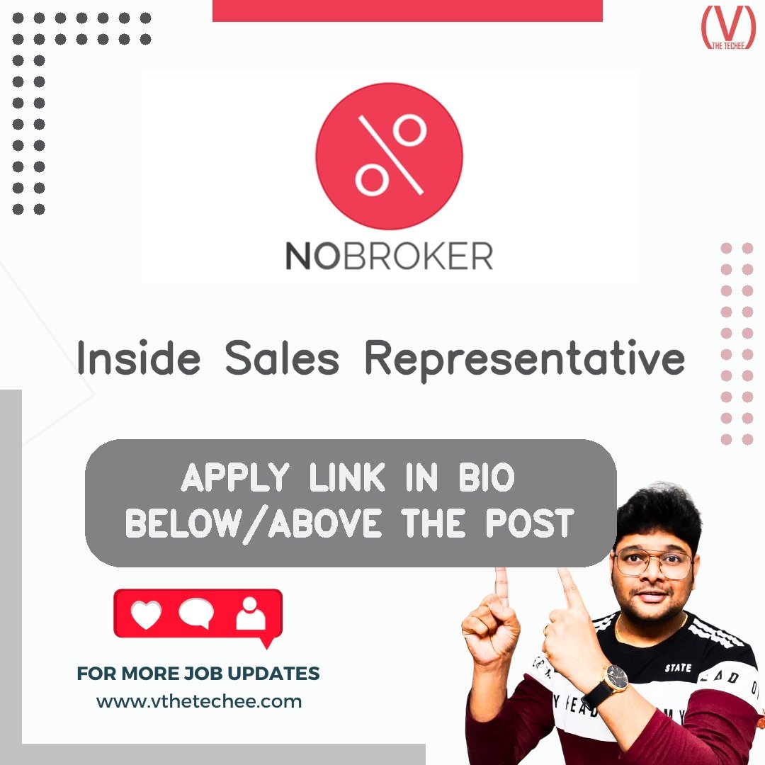 NoBroker hiring poster vthetecheejobs