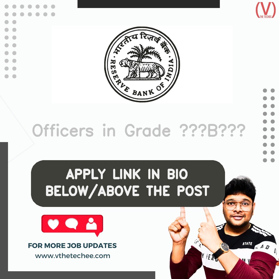 Reserve Bank of India (RBI) hiring poster vthetecheejobs