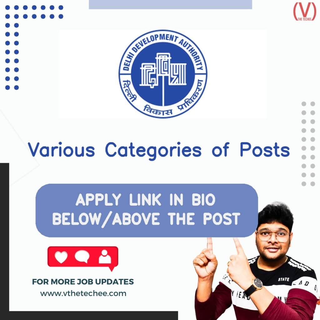 Various Categories of Posts at Delhi Development Authority (DDA)