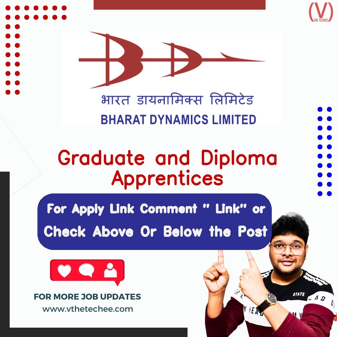 Bharat Dynamics Limited hiring poster vthetecheejobs