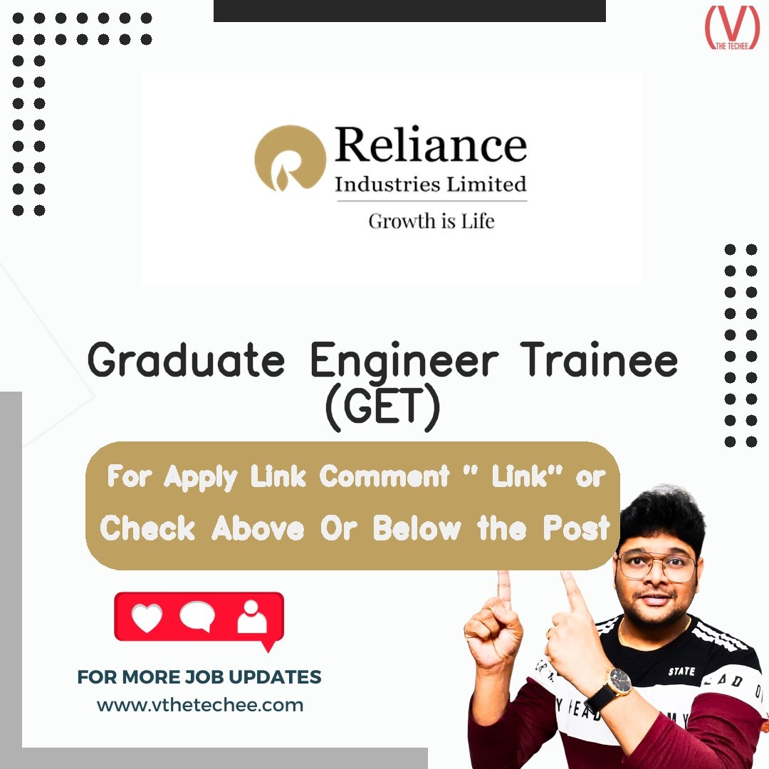 Reliance Industries Limited (RIL) hiring poster vthetecheejobs