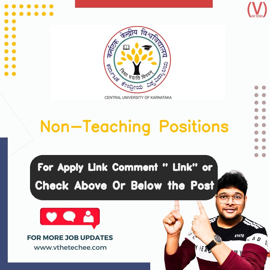 Central University of Karnataka hiring poster vthetecheejobs