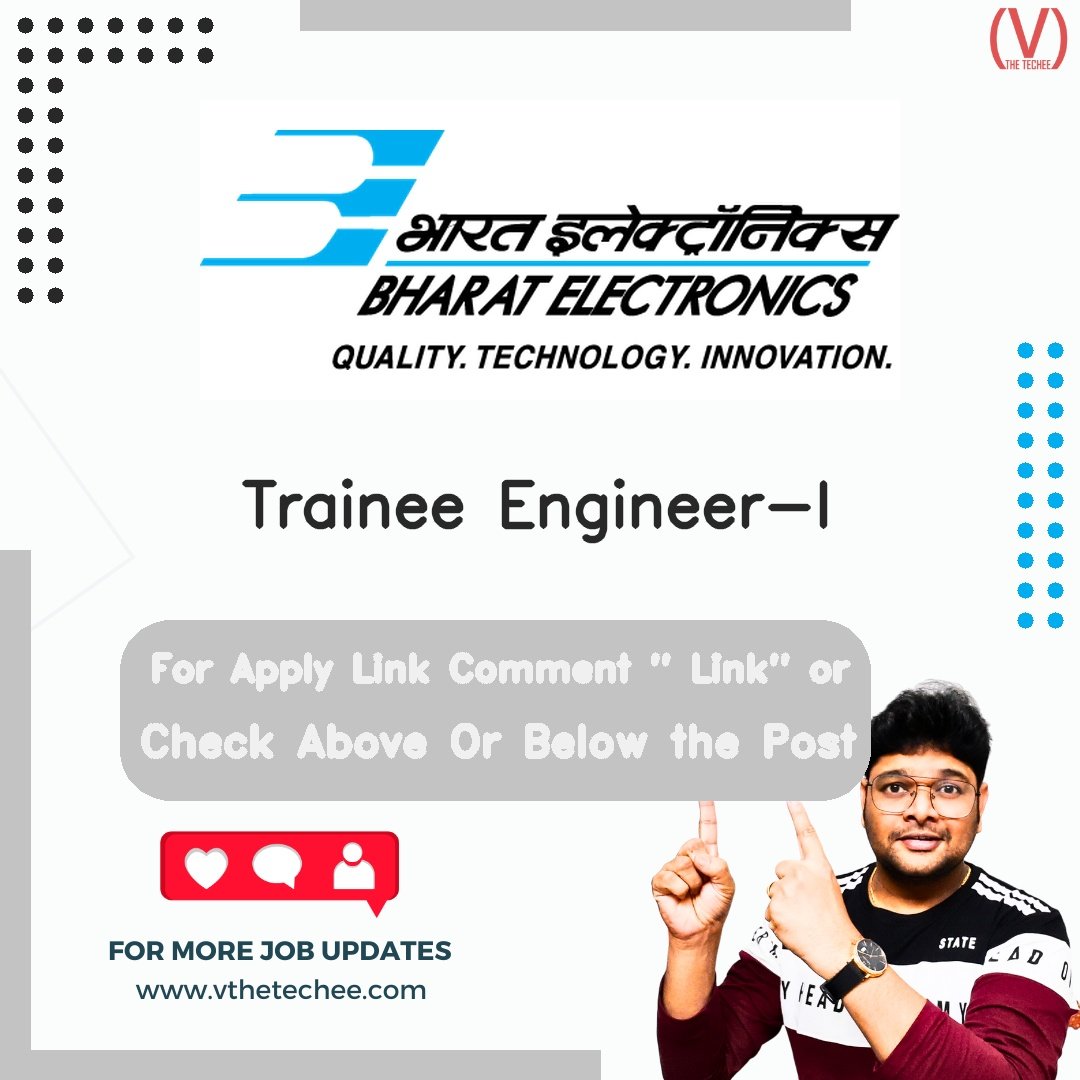 Bharat Electronics Limited (BEL) hiring poster vthetecheejobs