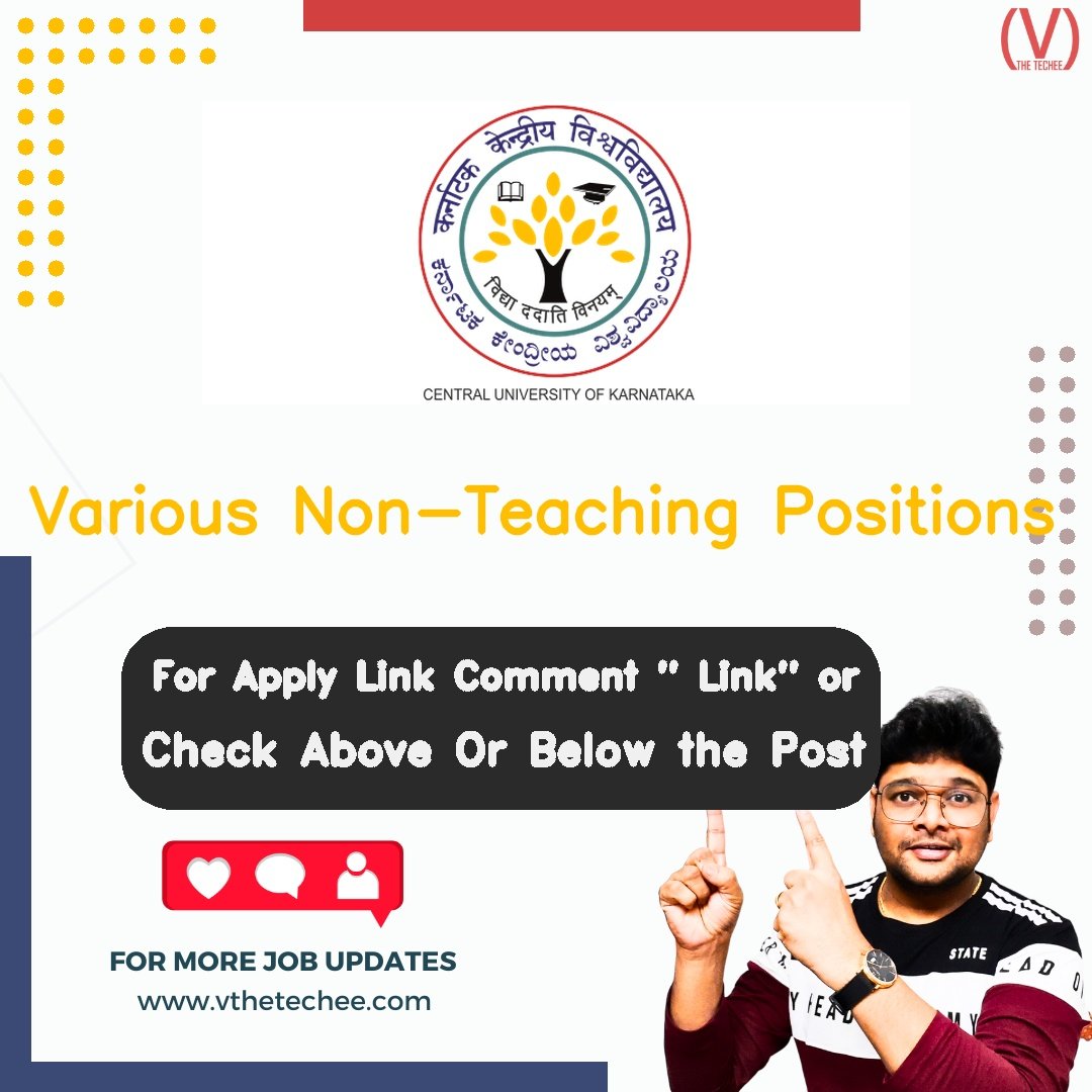 Central University of Karnataka hiring poster vthetecheejobs