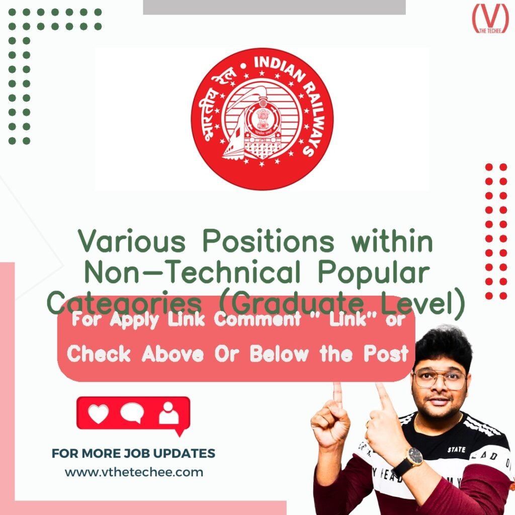 Various Positions within Non-Technical Popular Categories (Graduate Level) at Indian Railways