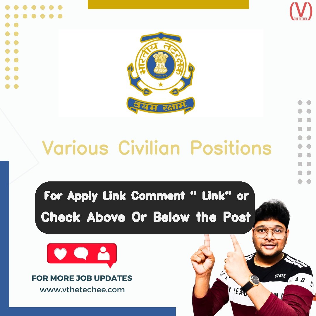 Indian Coast Guard hiring poster vthetecheejobs