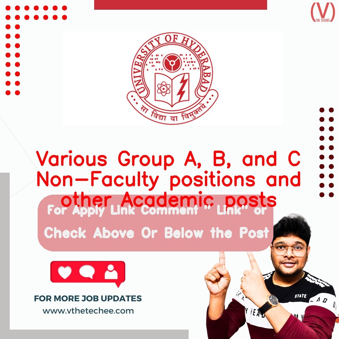 University of Hyderabad hiring poster vthetecheejobs