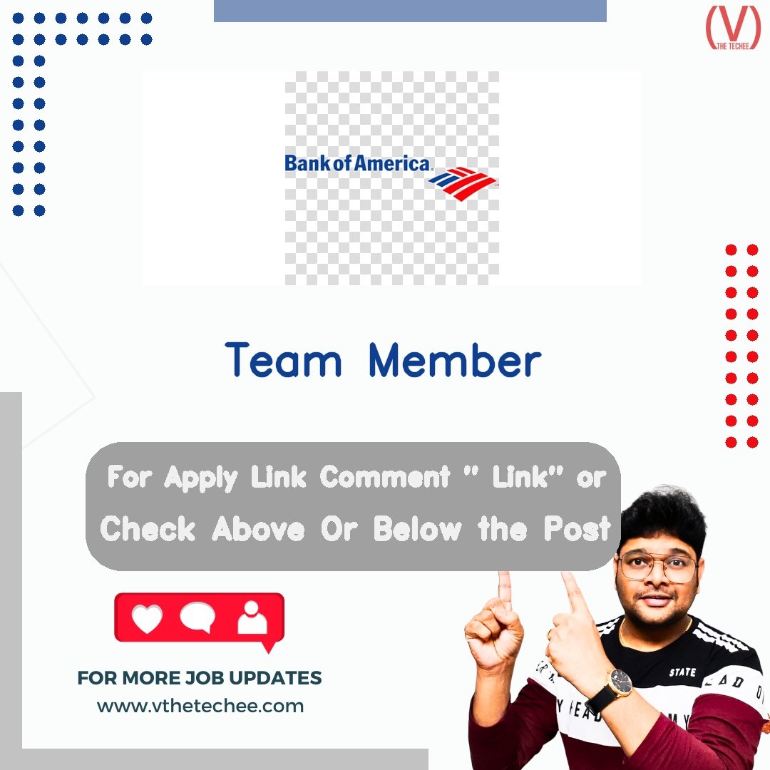 Bank of America hiring poster vthetecheejobs