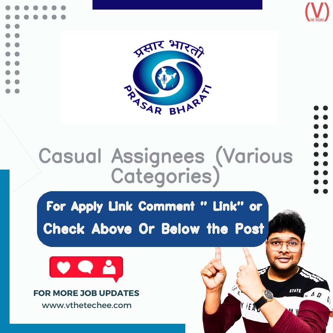 Prasar Bharati hiring poster vthetecheejobs