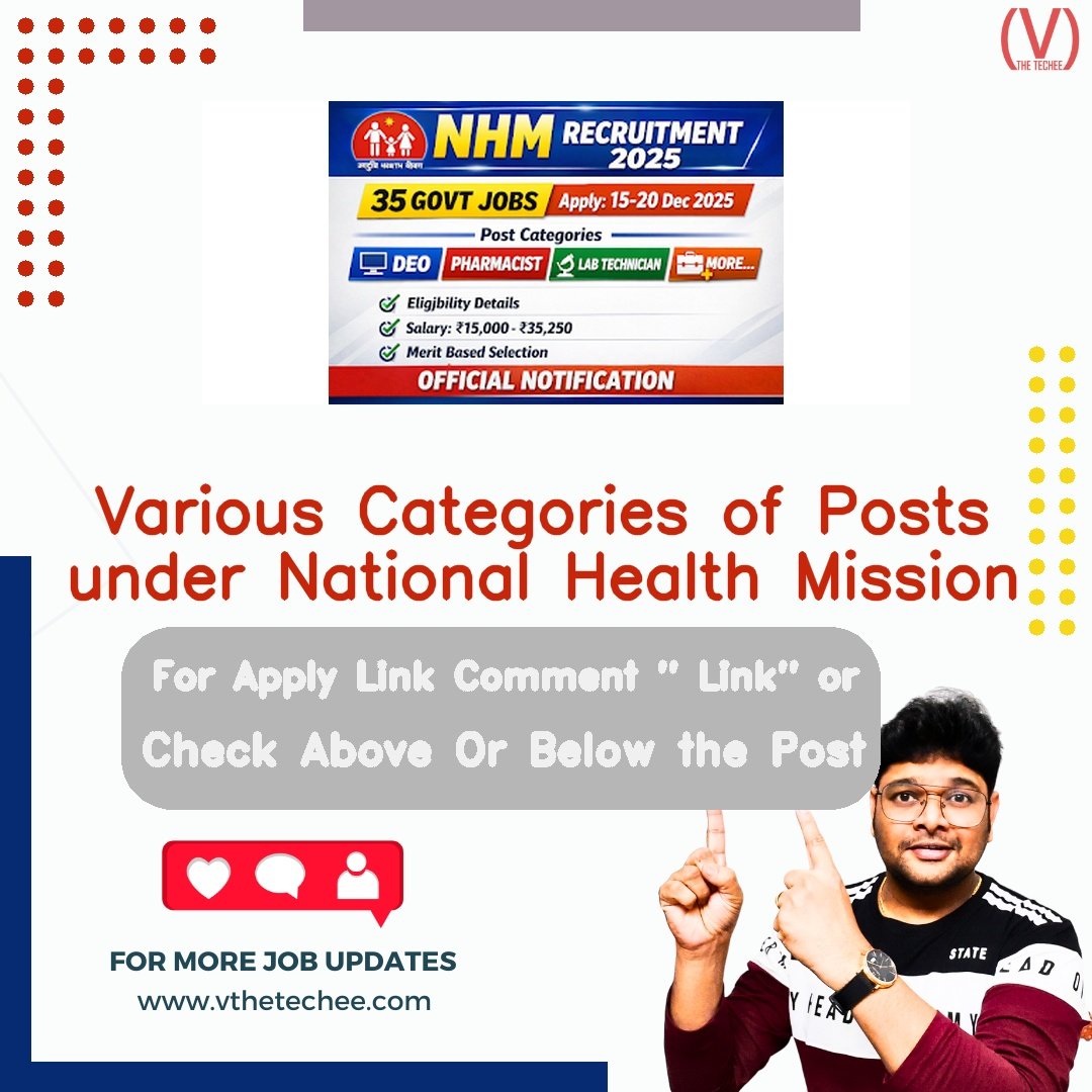 National Health Mission (NHM), Erstwhile East Godavari District hiring poster vthetecheejobs