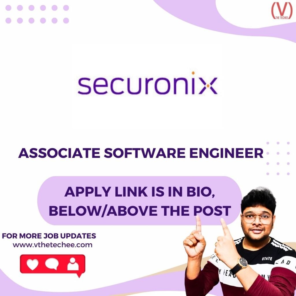 Securonix is hiring for Associate Software Engineer | Apply Now! 1 job1