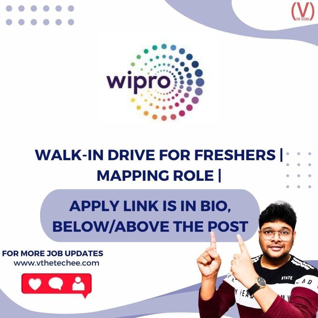 Wipro is hiring for Mapping | Apply Now! 1 job6