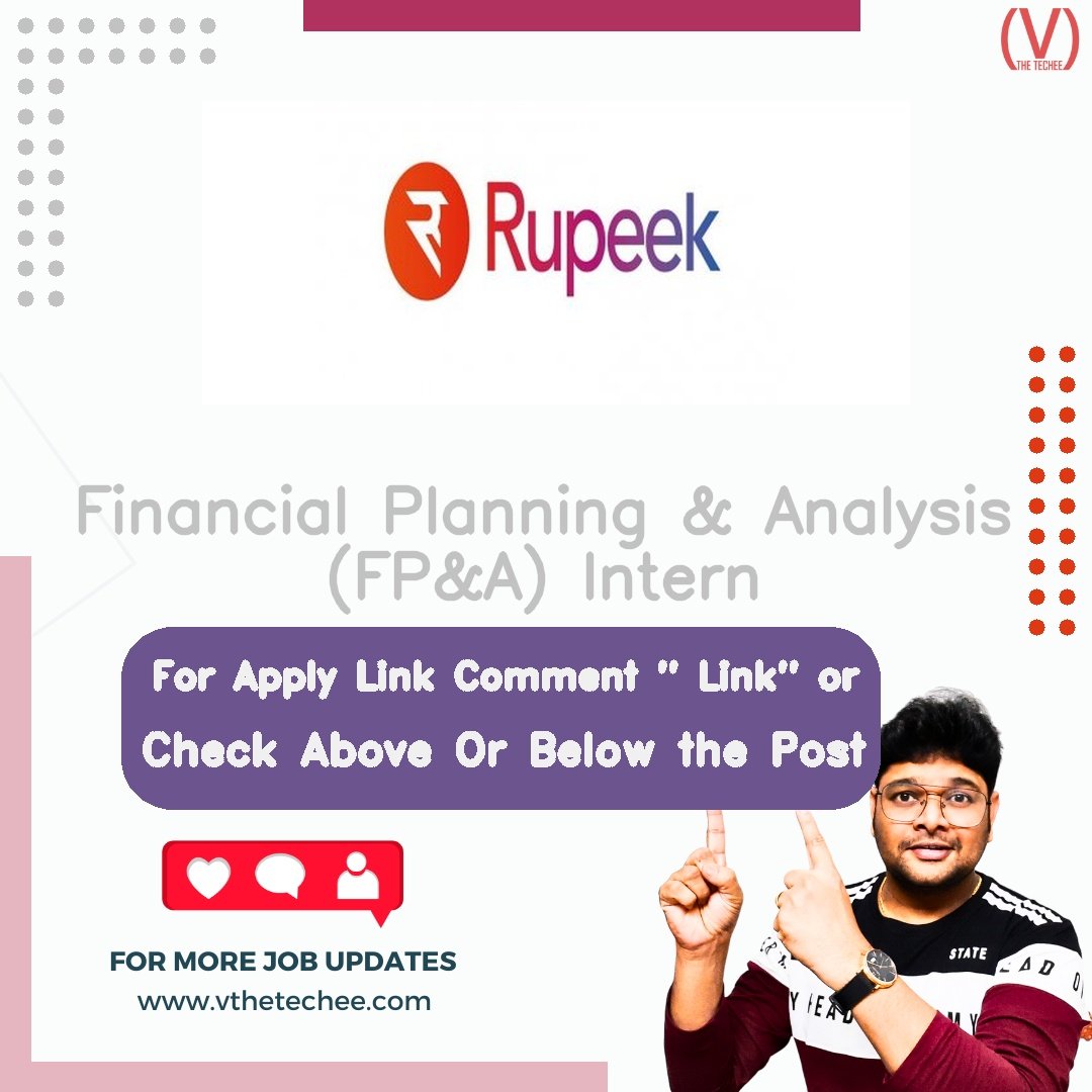 Rupeek is hiring for Financial Planning & Analysis (FP&A) Intern | Apply Now! 2 Rupeek hiring poster vthetecheejobs