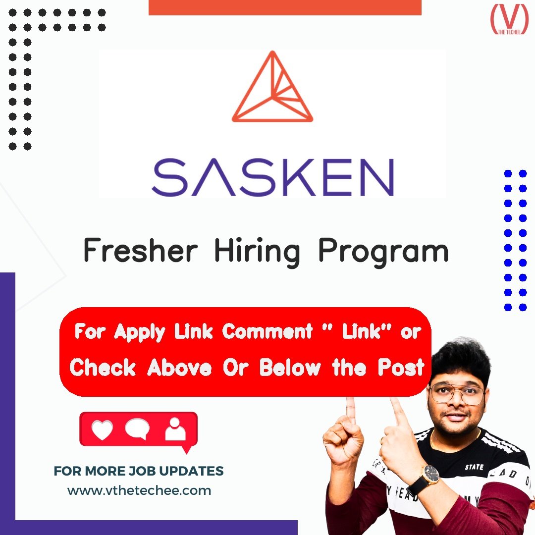 Sasken is hiring for Fresher Hiring Program | Apply Now! 2 Sasken hiring poster vthetecheejobs