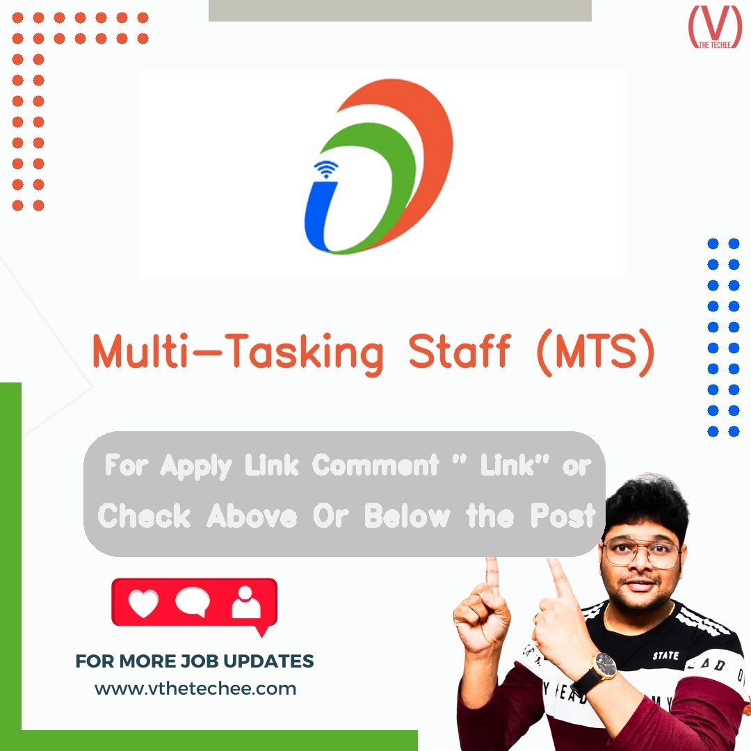 India AI Division, Digital India Corporation is hiring for Multi-Tasking Staff (MTS) | Apply Now! 2 India AI Division, Digital India Corporation hiring poster vthetecheejobs