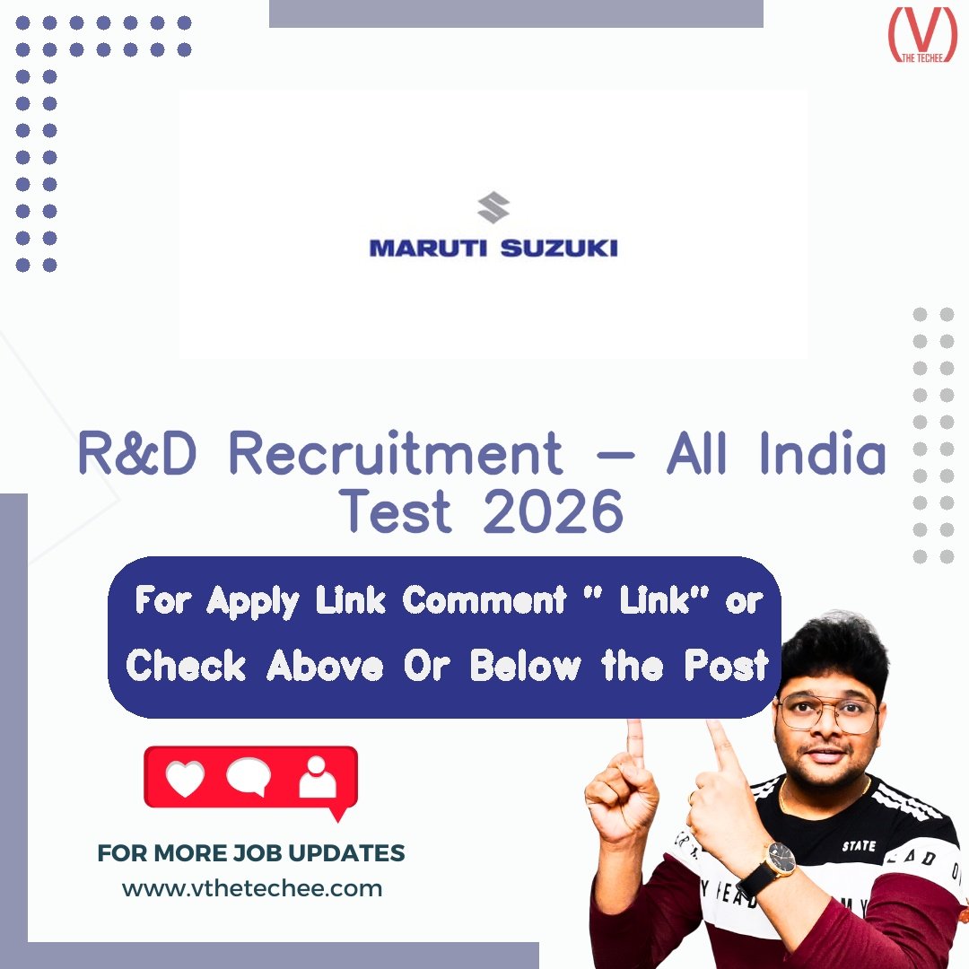 Maruti Suzuki India Limited hiring poster vthetecheejobs