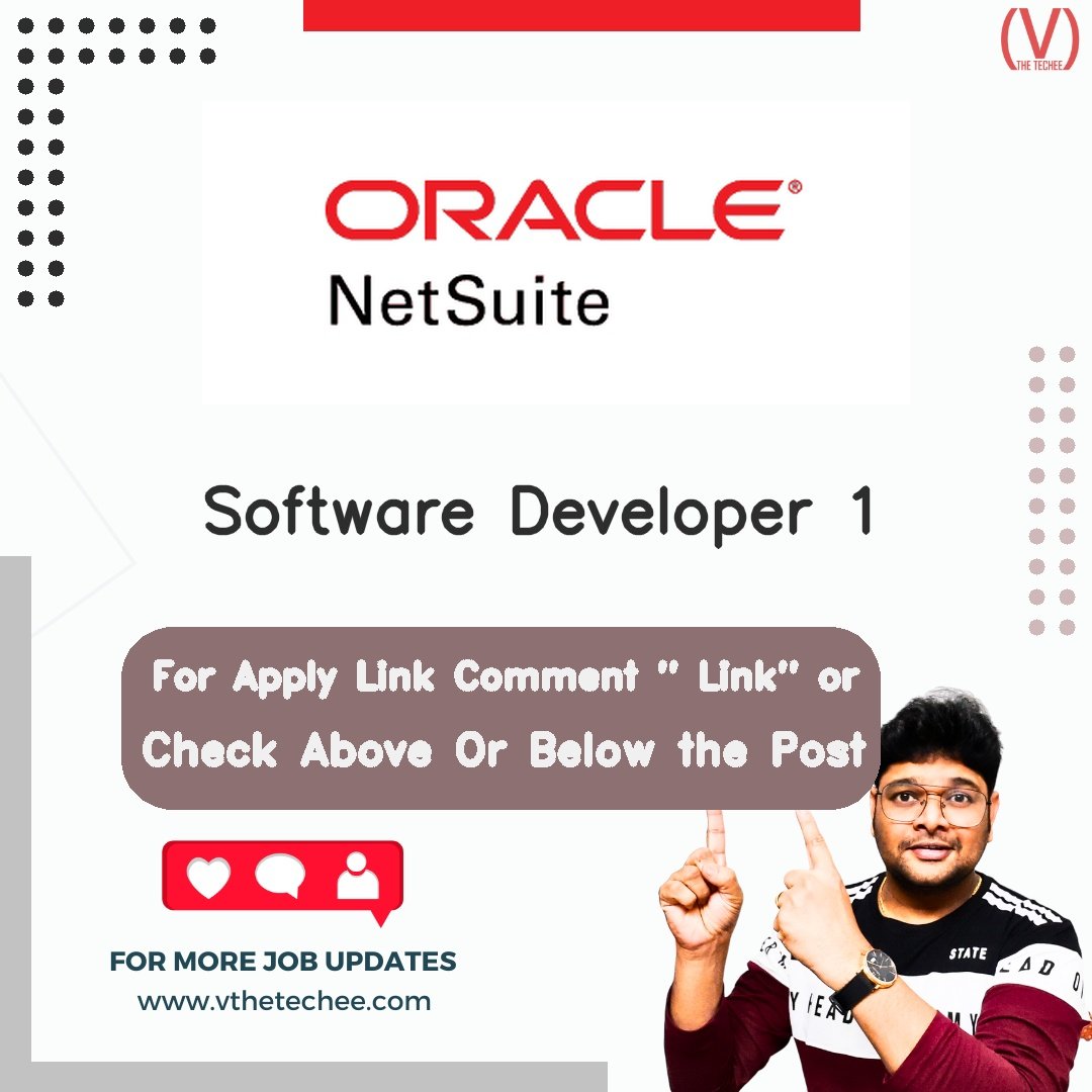 Oracle is hiring for Software Developer 1 | Apply Now! 2 Oracle hiring poster vthetecheejobs