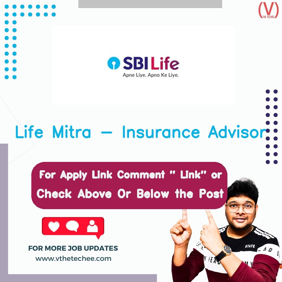 SBI Life Insurance hiring poster vthetecheejobs