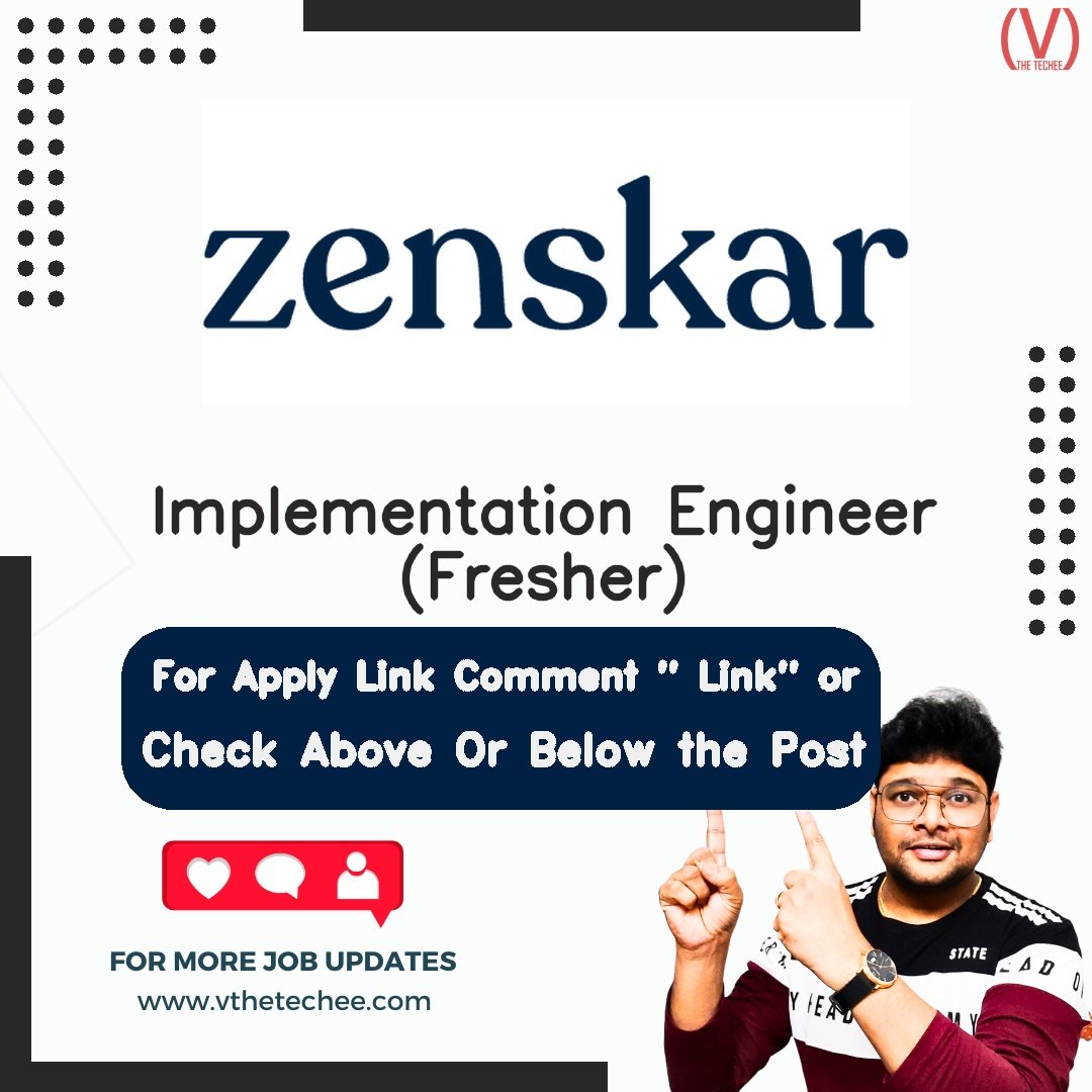 Zenskar is hiring for Implementation Engineer (Fresher) | Apply Now! 2 Zenskar hiring poster vthetecheejobs