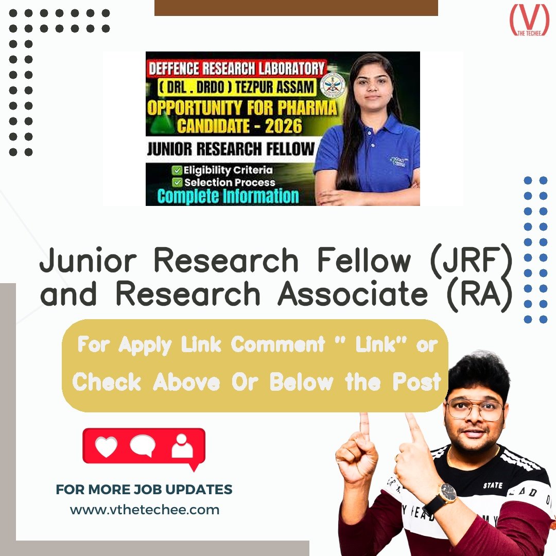 Defence Research Laboratory (DRL), DRDO hiring poster vthetecheejobs