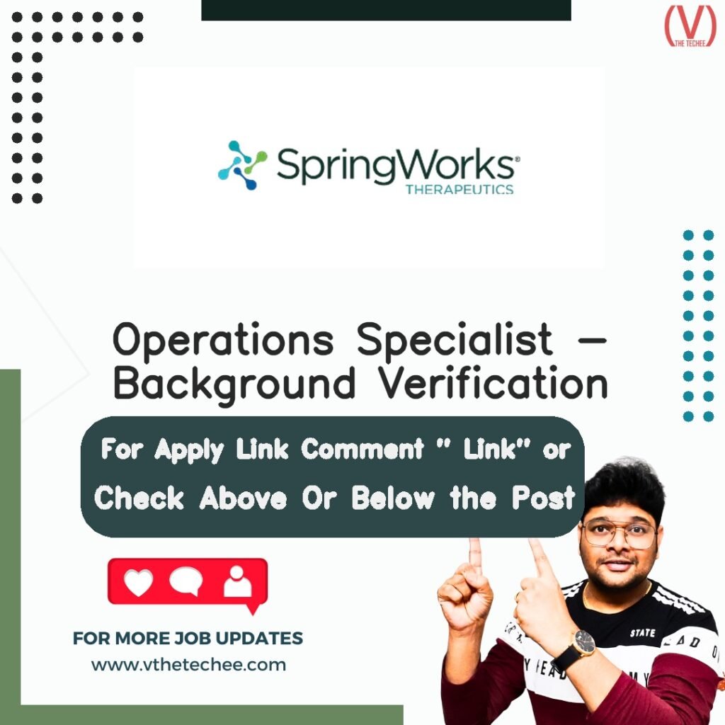 Operations Specialist - Background Verification at Springworks – Remote / Work From Home job opening