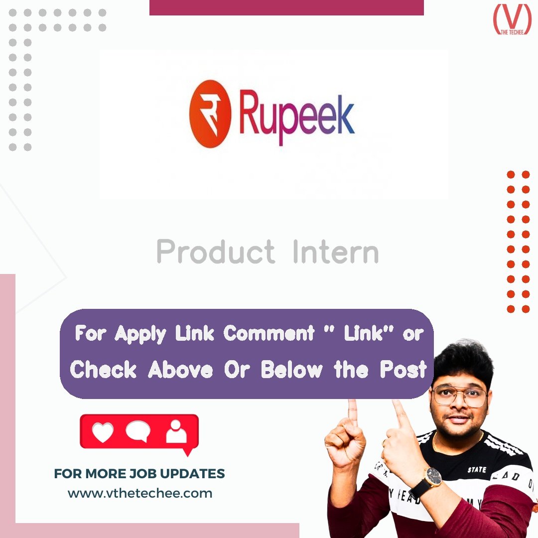 Rupeek is hiring for Product Intern | Apply Now! 2 Rupeek hiring poster vthetecheejobs